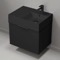 Floating Small Black Bathroom Vanity, Modern, 24